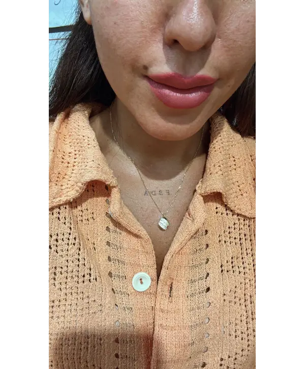 925 Ayar Gümüş Oval Model Kolye Uç Gold Kolye