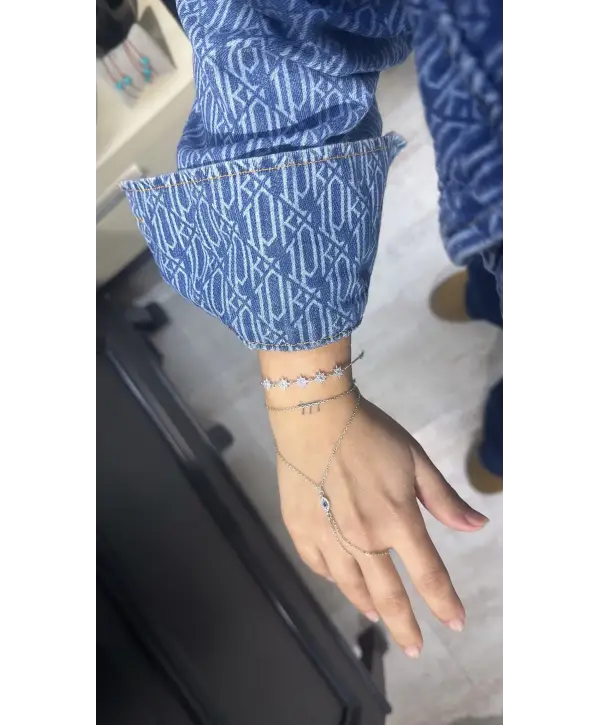 925 Ayar Gümüş Yıldız Yıldız Model Silver Bileklik