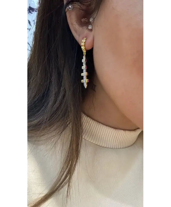 925 Ayar Gümüş Sallantılı Trend Küpe