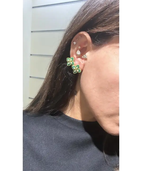 925 Ayar Gümüş Malahit Taşlı Orjınal Marka Küpe