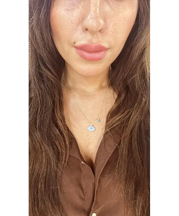 925 Ayar Gümüş Mineli Göz Kolye