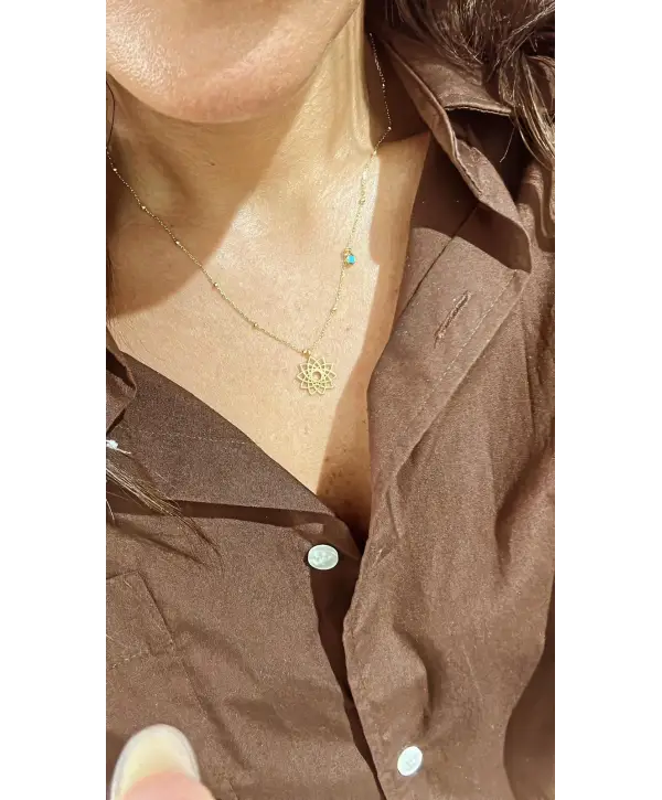 925 Ayar Gümüş Lotus Gold Kolye