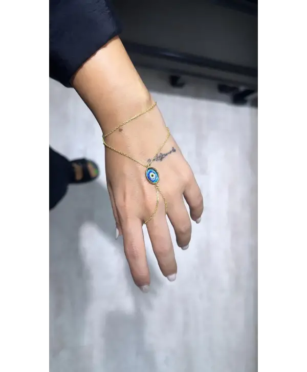 925 Ayar Gümüş Cam Göz Gold Şahmeran