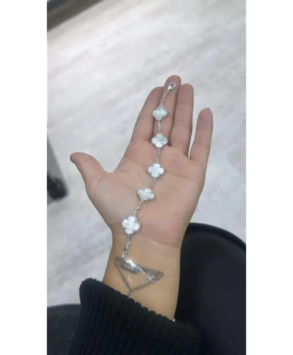925 Ayar Gümüş Çoklu Sedefli Vnf Marka Bileklik