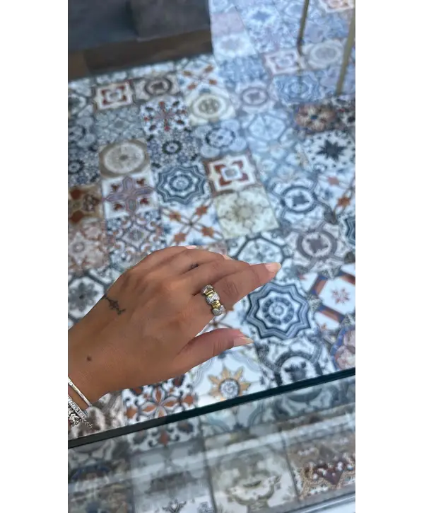 925 Ayar Gümüş Zirkon Taş Detay Yüzük