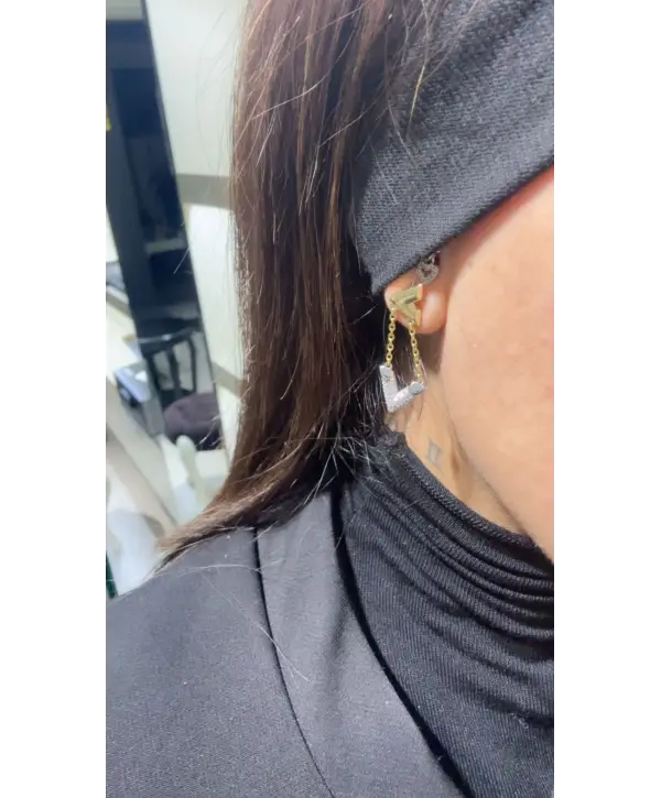 925 Ayar Gümüş Üçgen Model Trend Küpe