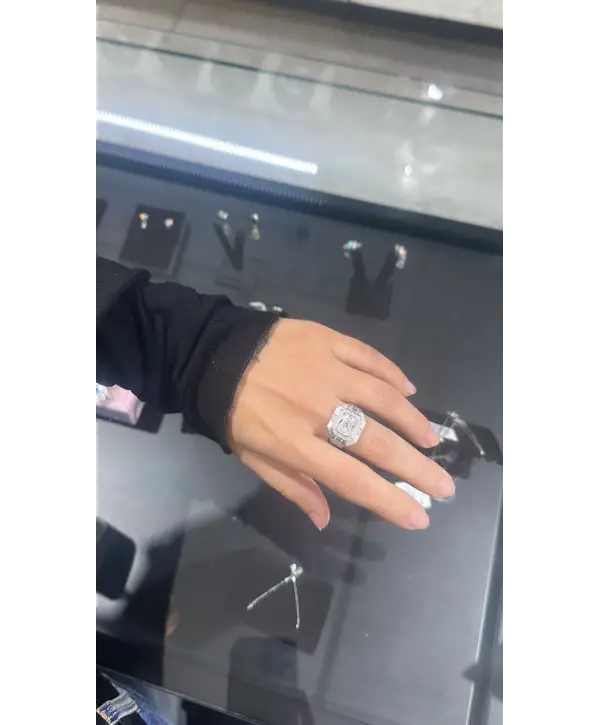 925 Ayar Gümüş Kare Model Pırlanta Montür Yüzük