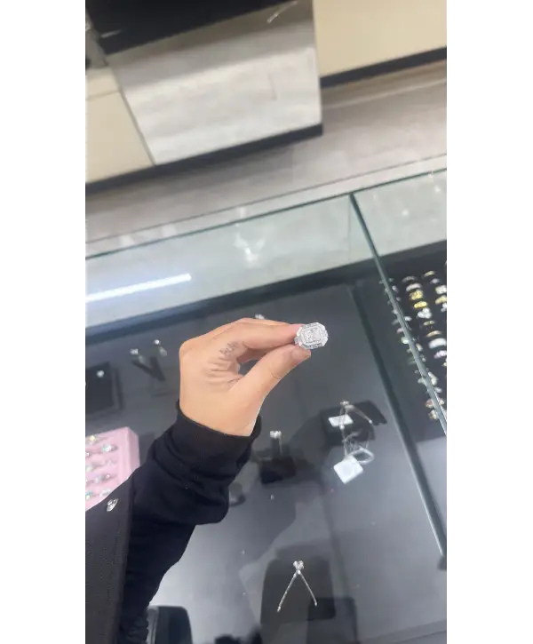 925 Ayar Gümüş Kare Model Pırlanta Montür Yüzük