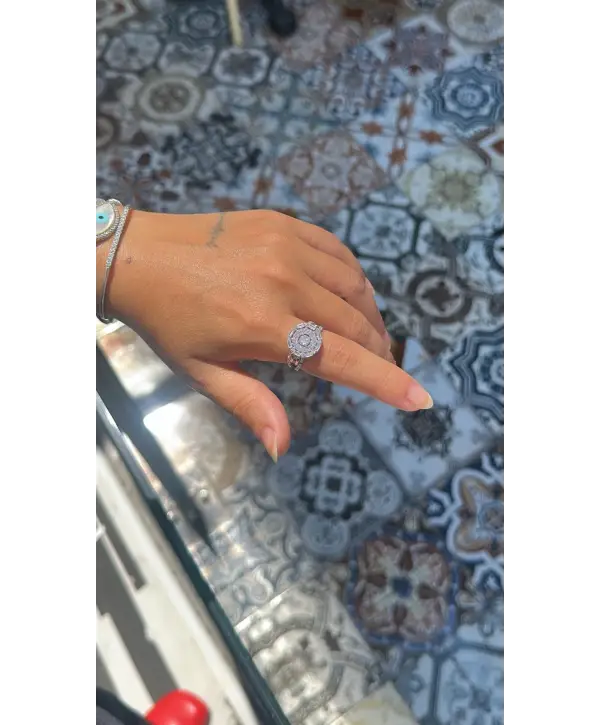 925 Ayar Gümüş Daire Model Baget Taşlı Silver Yüzük