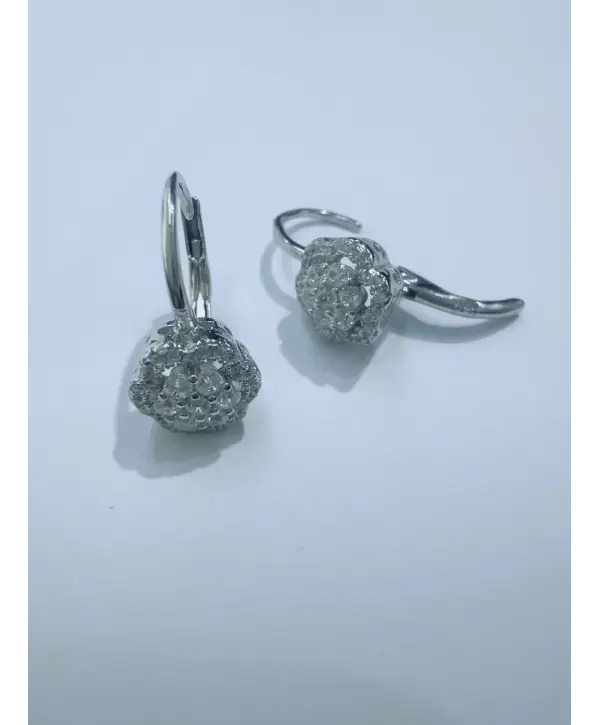 925 Ayar Gümüş Pırlanta Montür Çiçek Model Küpe