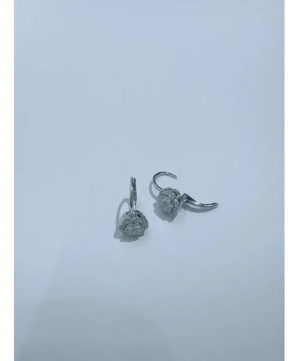 925 Ayar Gümüş Pırlanta Montür Çiçek Model Küpe