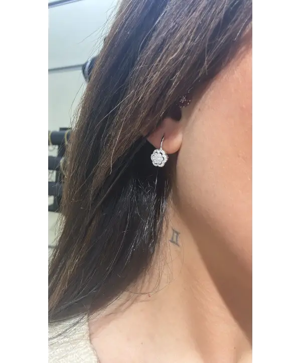 925 Ayar Gümüş Pırlanta Montür Çiçek Model Küpe