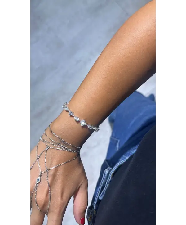 925 Ayar Gümüş Mozanit Taşlı İthal Vip Bileklik