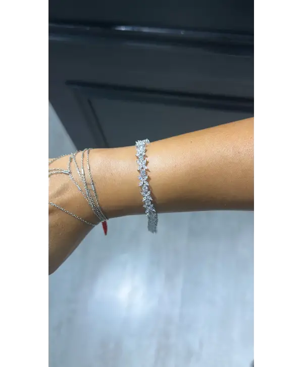 925 Ayar Gümüş Çiçekli Model İthal Marka Bileklik