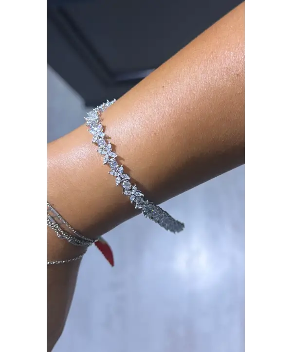 925 Ayar Gümüş Çiçekli Model İthal Marka Bileklik