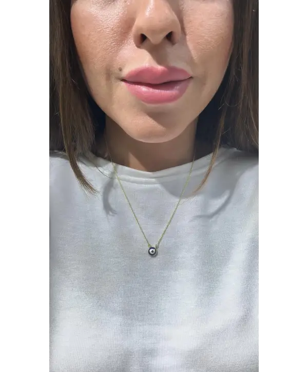 925 Ayar Gümüş Mineli Çift Taraflı Minimal Gold  Kolye