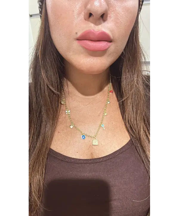 925 Ayar Gümüş Mineli Sallantılı Şans Kolyesi