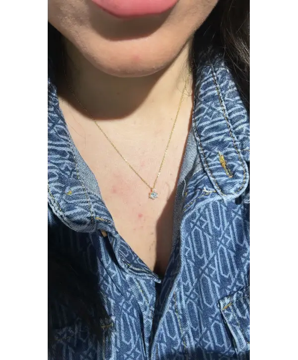 925 Ayar Gümüş Minik Taşlı Gold Kolye