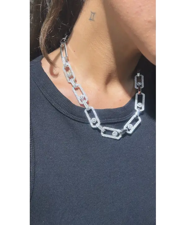 925 Ayar Gümüş Mess Orjinal Marka Taşlı Kolye