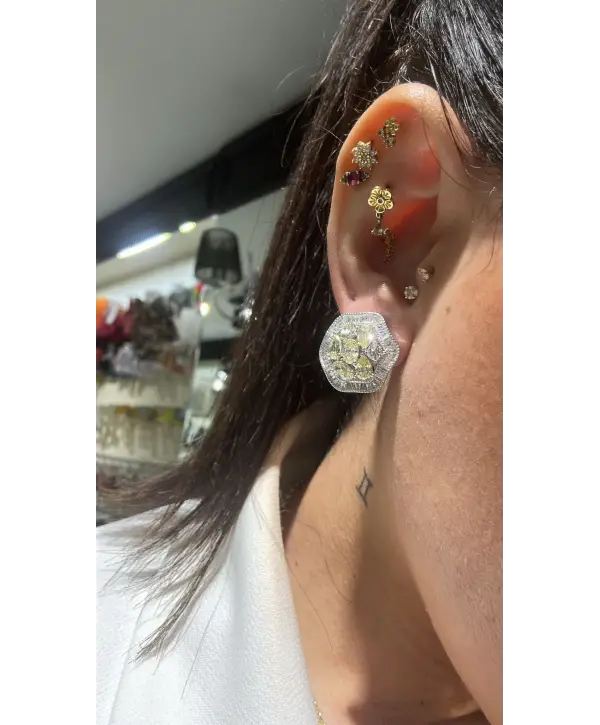 925 Ayar Gümüş Mücevher Tasarım Sitrin Taş Detay Küpe