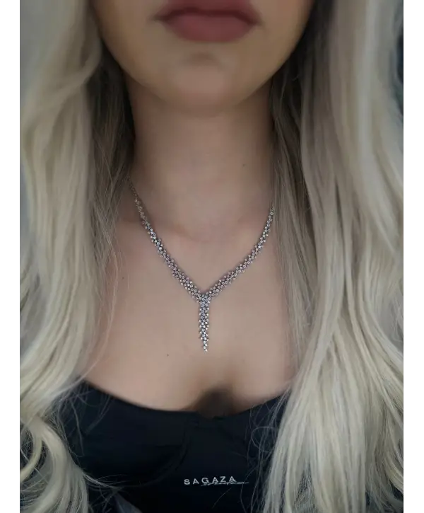 925 Ayar Gümüş Taşlı Vip İthal Kolye