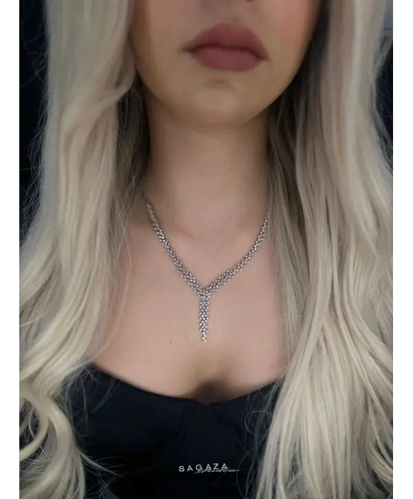 925 Ayar Gümüş Taşlı Vip İthal Kolye