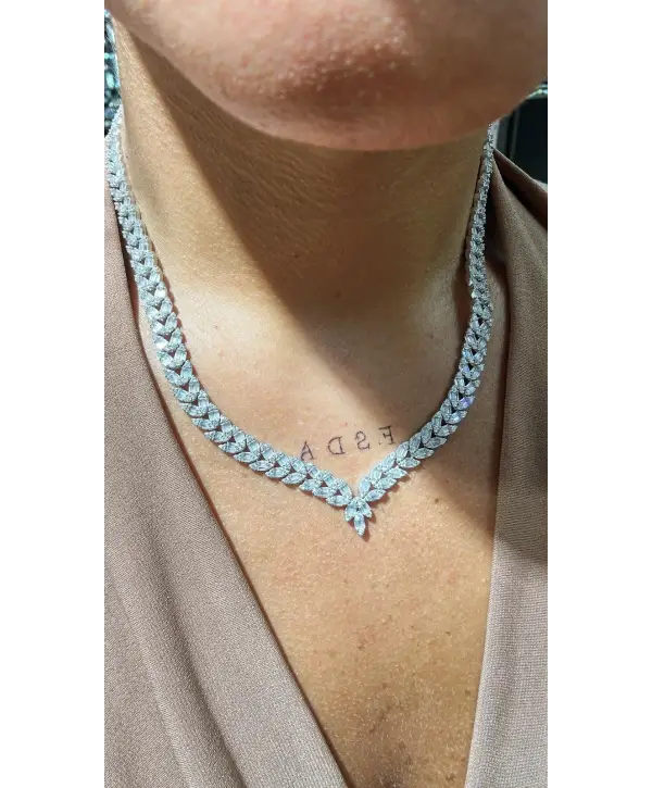 925 Ayar Gümüş Mücevher Tasarım Baget Taşlı Vip Kolye