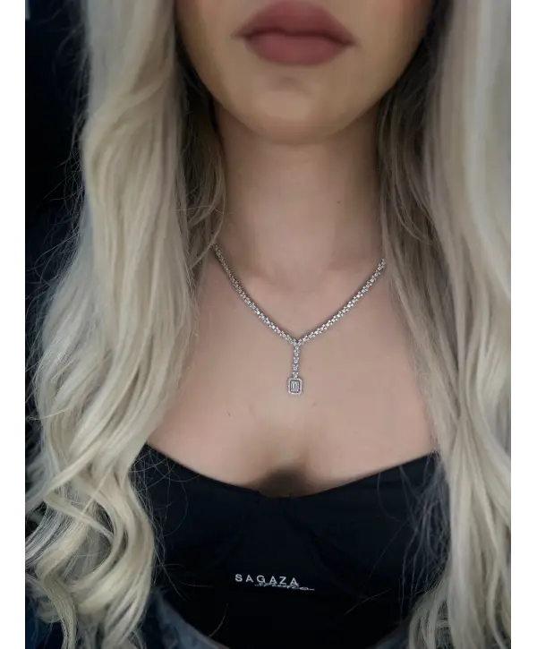 925 Ayar Gümüş Mücevher Tasarım Taşlı Kolye