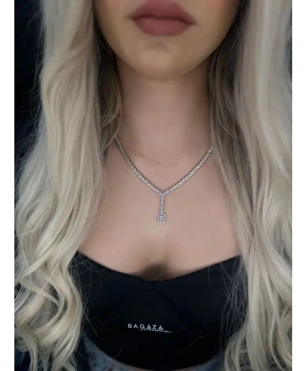 925 Ayar Gümüş Mücevher Tasarım Taşlı Kolye