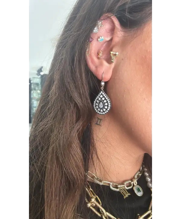 925 Ayar Gümüş Elmas Montür Mıhlama İsçilik Küpe