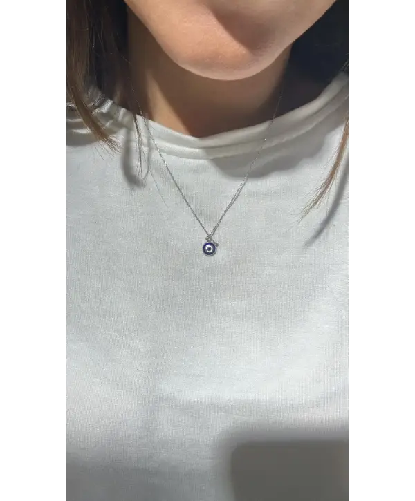 925 Ayar Gümüş Mineli Çift Taraflı Minimal Kolye