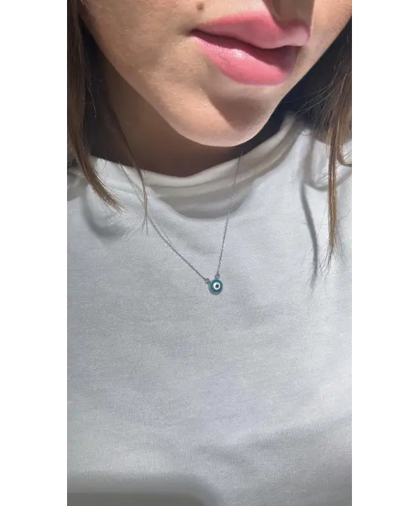 925 Ayar Gümüş Mineli Çift Taraflı Minimal Kolye