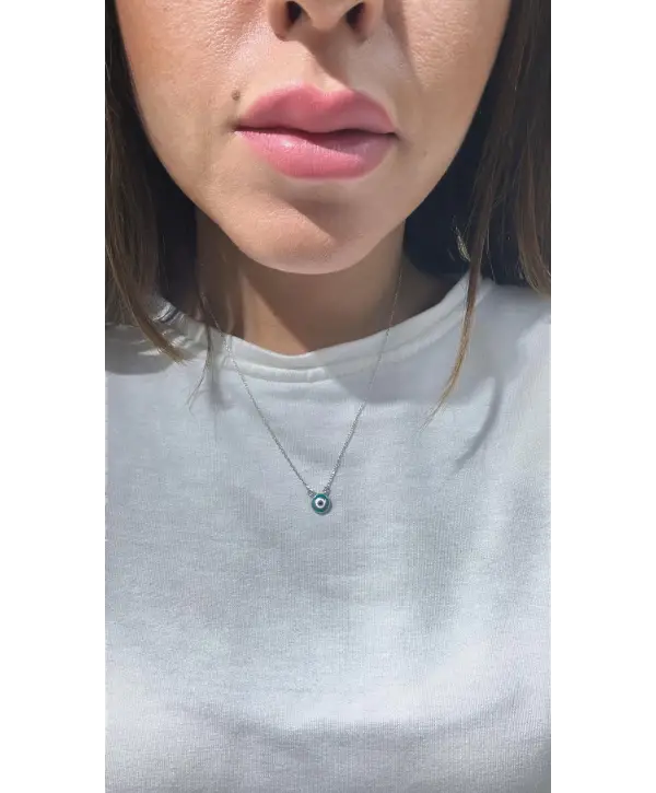 925 Ayar Gümüş Mineli Çift Taraflı Minimal Kolye