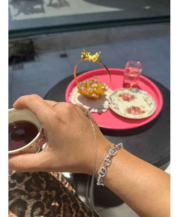 925 Ayar Gümüş İthal Marka Ara Taş Geçişli Silver Bileklik