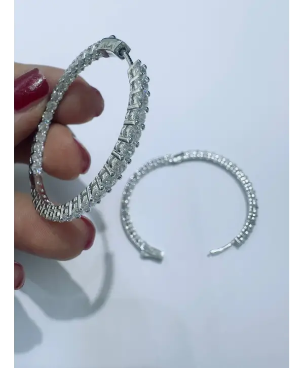 925 Ayar Gümüş Sıra Taşlı Halka İthal Küpe