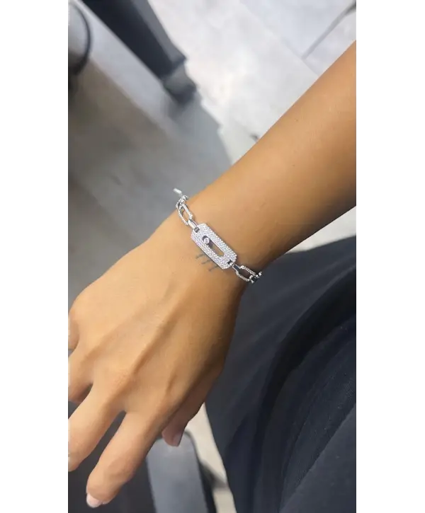 925 Ayar Gümüş Orjinal Marka İç içe Geçmeli Halka Bileklik