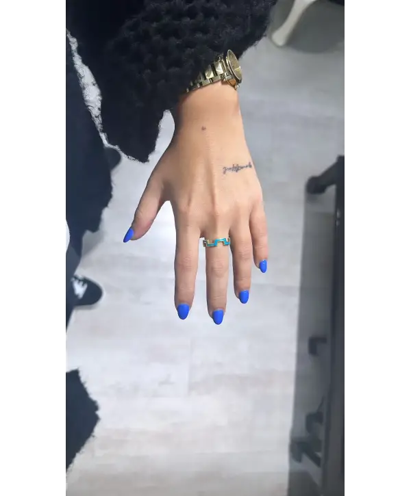 925 Ayar Gümüş Orjinal Mineli Zikzaklı Model Yüzük