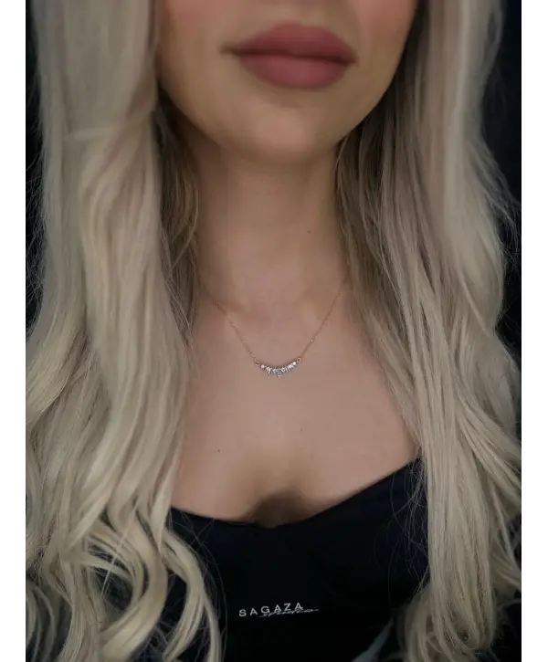 925 Ayar Gümüş Baget Taşlı Kolye