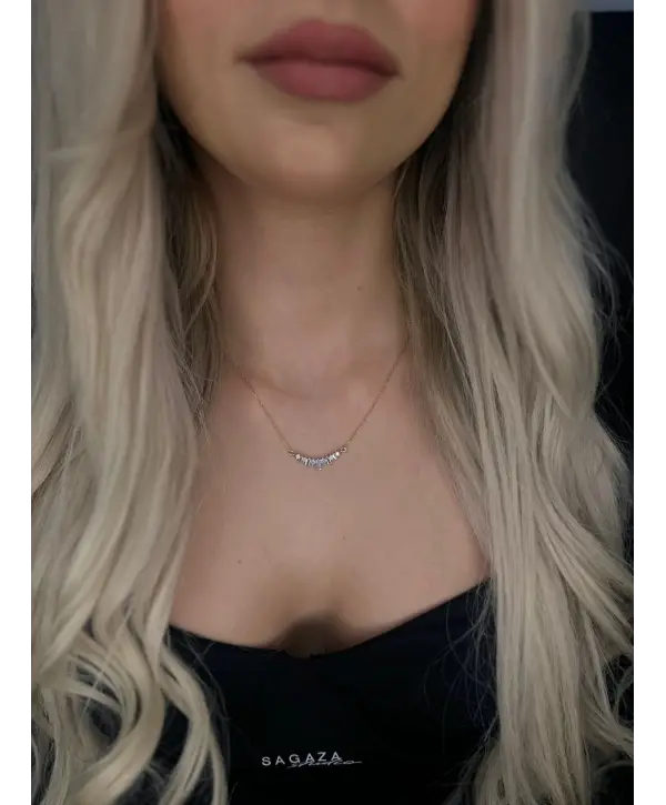 925 Ayar Gümüş Baget Taşlı Kolye