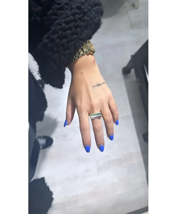 925 Ayar Gümüş Orjinal Mineli Üç Renk Yüzük