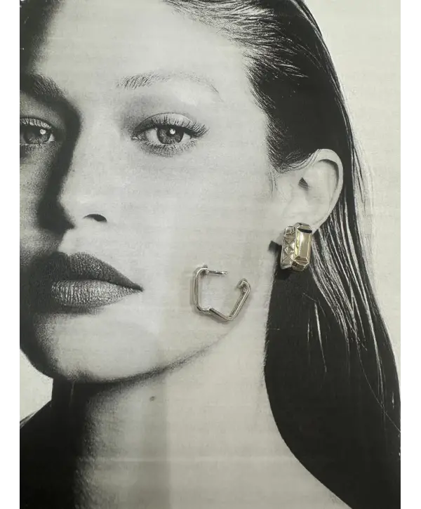 925 Ayar Gümüş Kare Model Silver Halka Küpe