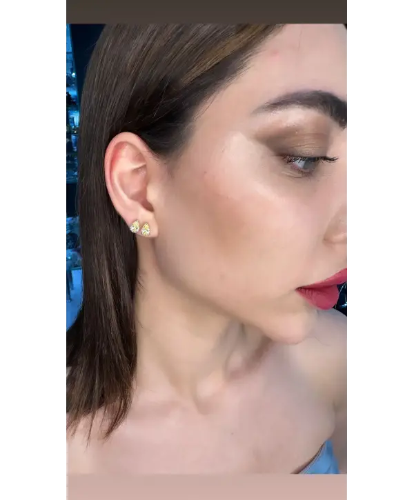 925 Ayar Gümüş Damla Model Sitrin Taşlı Küpe