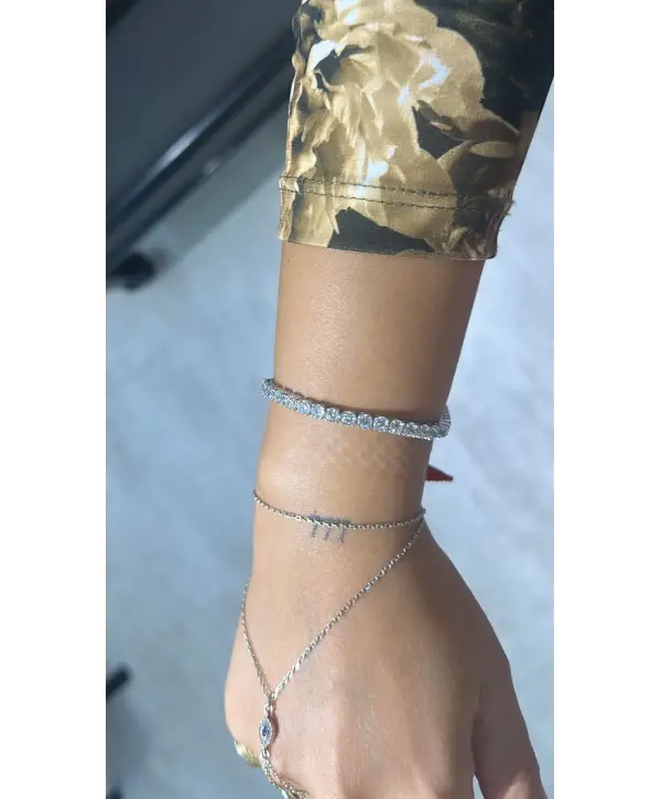 925 Ayar Gümüş Pırlanta Montür Su Yolu 3.5 mm Silver Bileklik