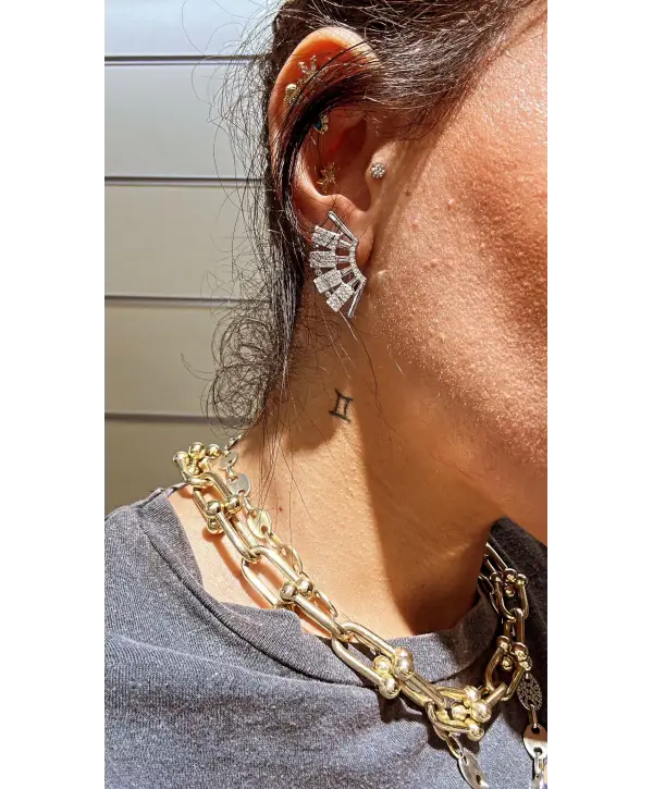 925 Ayar Gümüş Yelpaze Model Silver Küpe