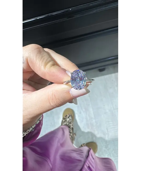 925 Ayar Gümüş Alexandrite Renkli Oval Taşlı Yüzük