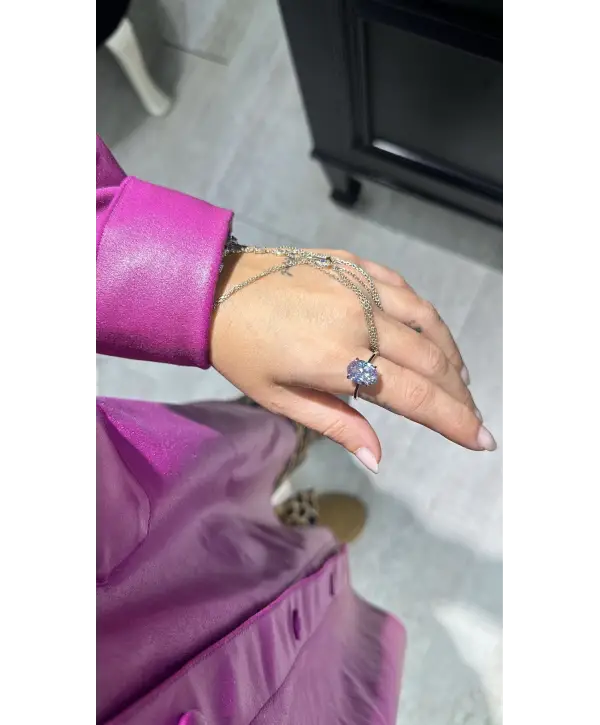 925 Ayar Gümüş Alexandrite Renkli Oval Taşlı Yüzük