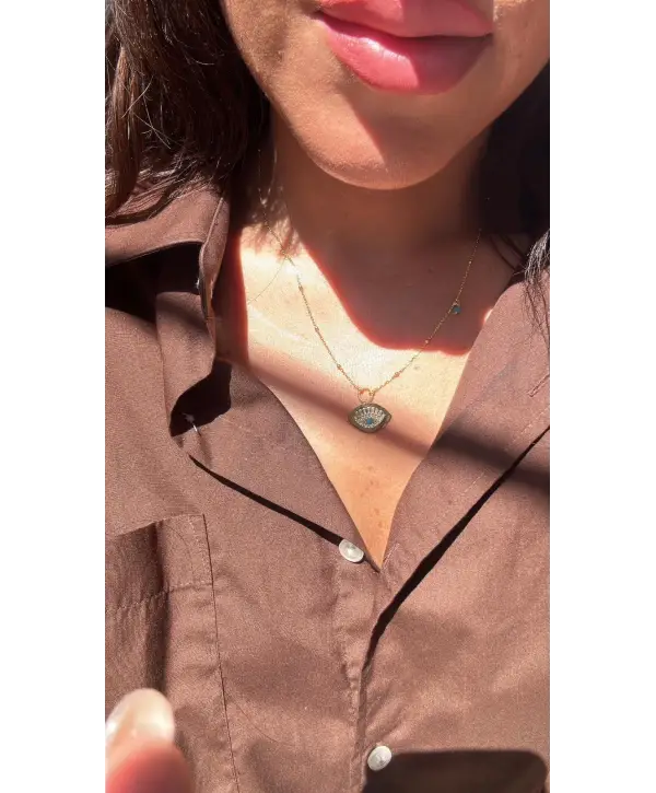 925 Ayar Gümüş Gözlü Top Top Zincir Kolye