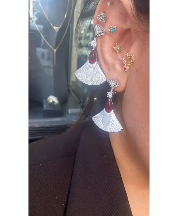 925 Ayar Gümüş Silver Orj.Marka Yelpaze Küpe