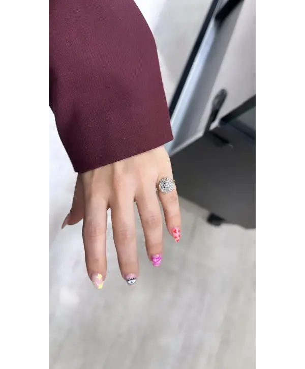 925 Ayar Gümüş Pırlanta Montür Ayarlamalı Gold Yüzük