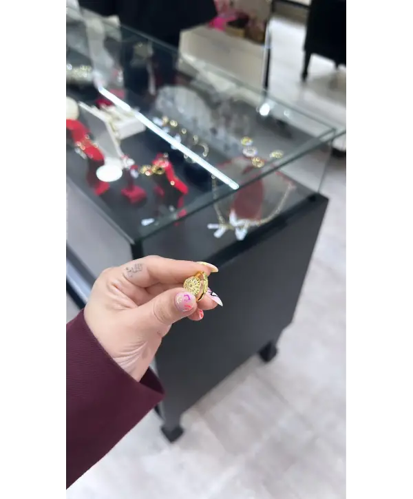 925 Ayar Gümüş Pırlanta Montür Ayarlamalı Gold Yüzük